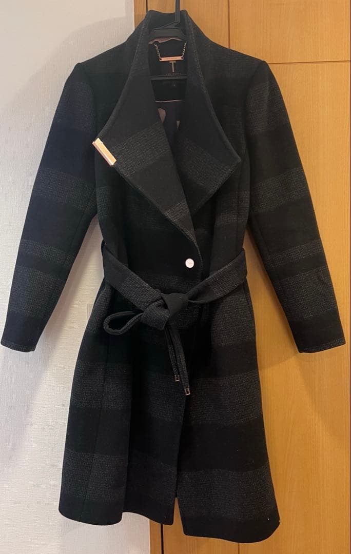 TED BAKER テッドベイカー ロングコート 裏地花柄 ストライプ ウール