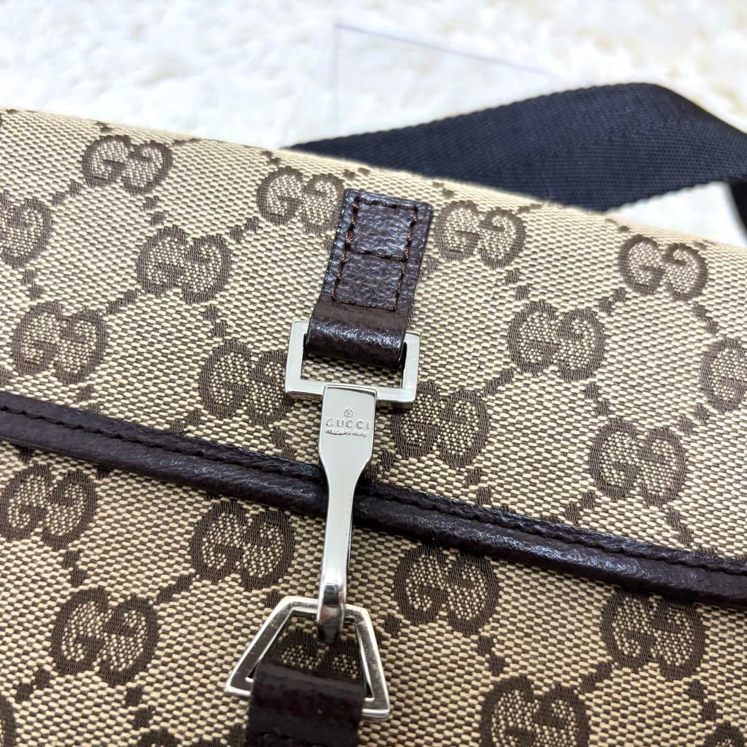 美品✨グッチ ボディバッグ GG キャンバス ジャッキー ベージュ ブラウン