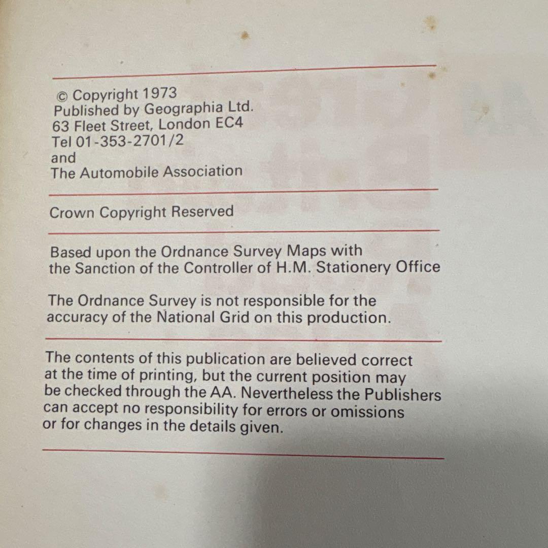1973年Great Britain Road Atlas AA 洋書　地図
