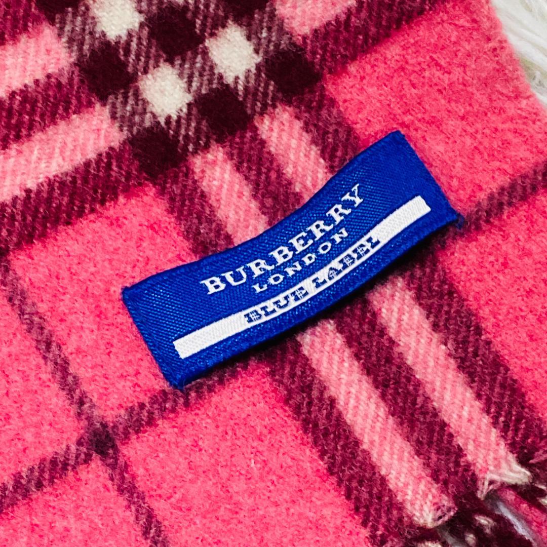 美品　BURBERRY BLUE LABEL ノバチェック マフラー ピンク