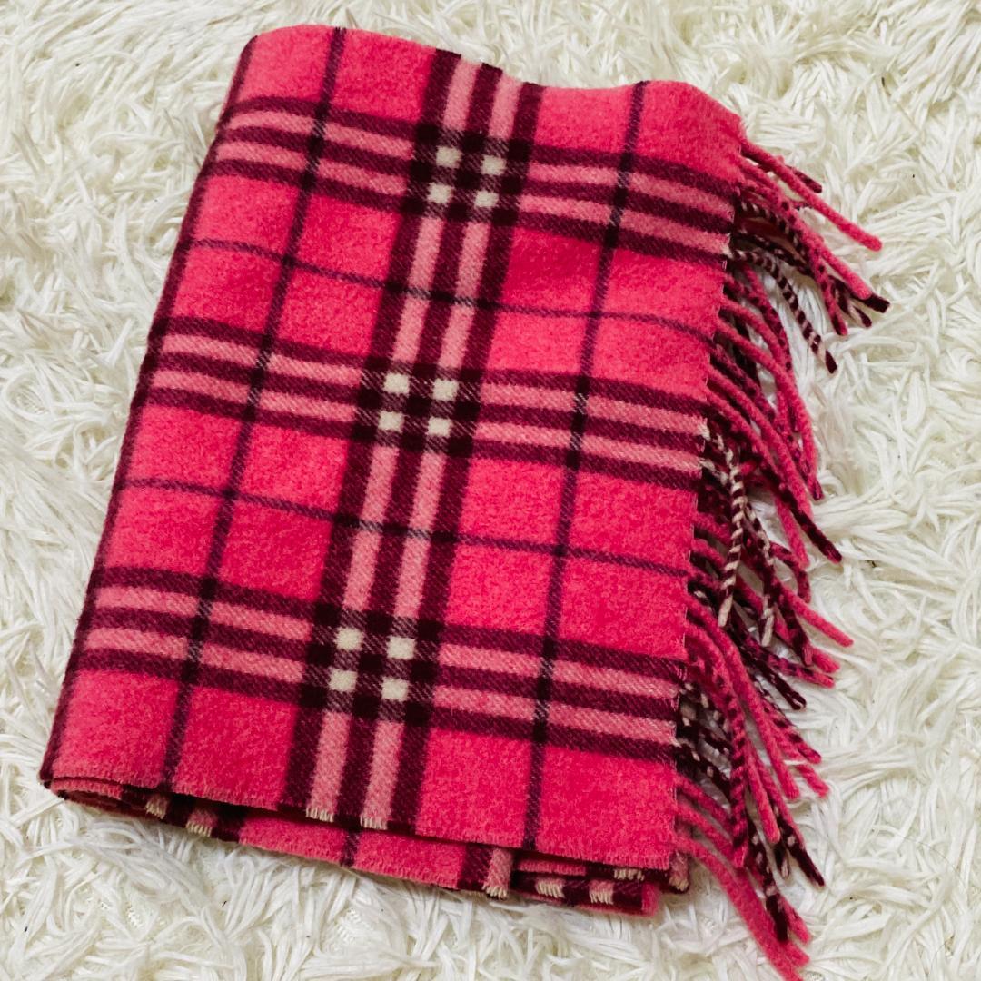美品　BURBERRY BLUE LABEL ノバチェック マフラー ピンク