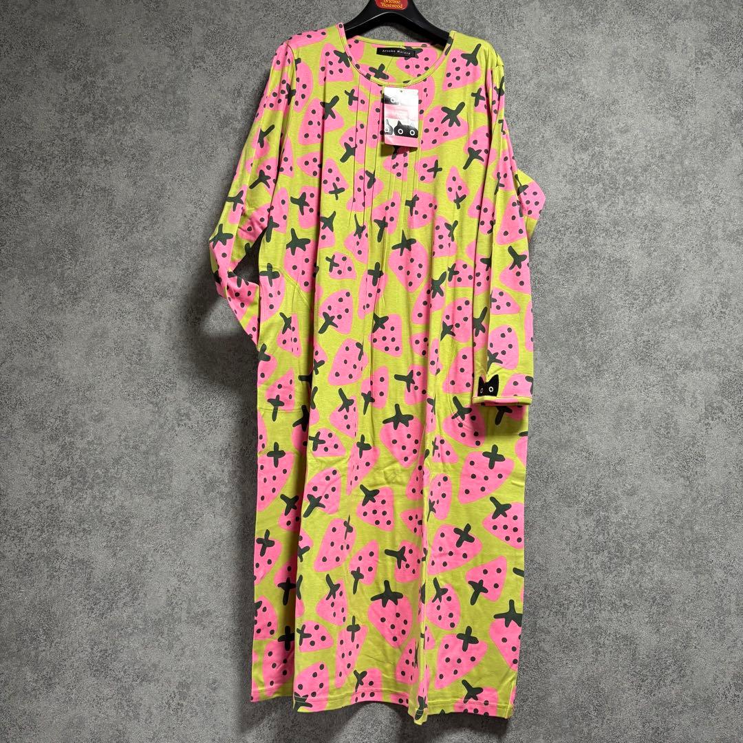 新品　マタノアツコ いちご総柄ワンピース・ルームウェア「Lサイズ」