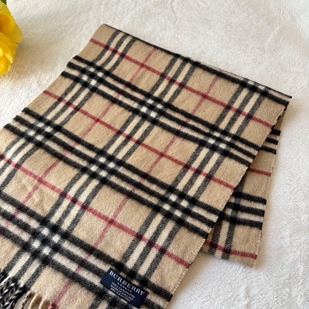 極美品 BURBERRY バーバリー ノバチェック柄 カシミヤ100 マフラー