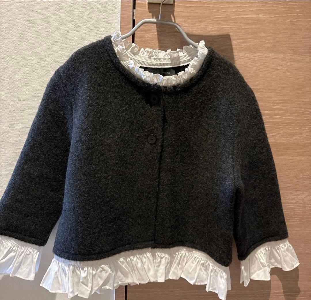 新品未使用 ZARA ザラ ポプリンコンビニットジャケット ダークグレー　S