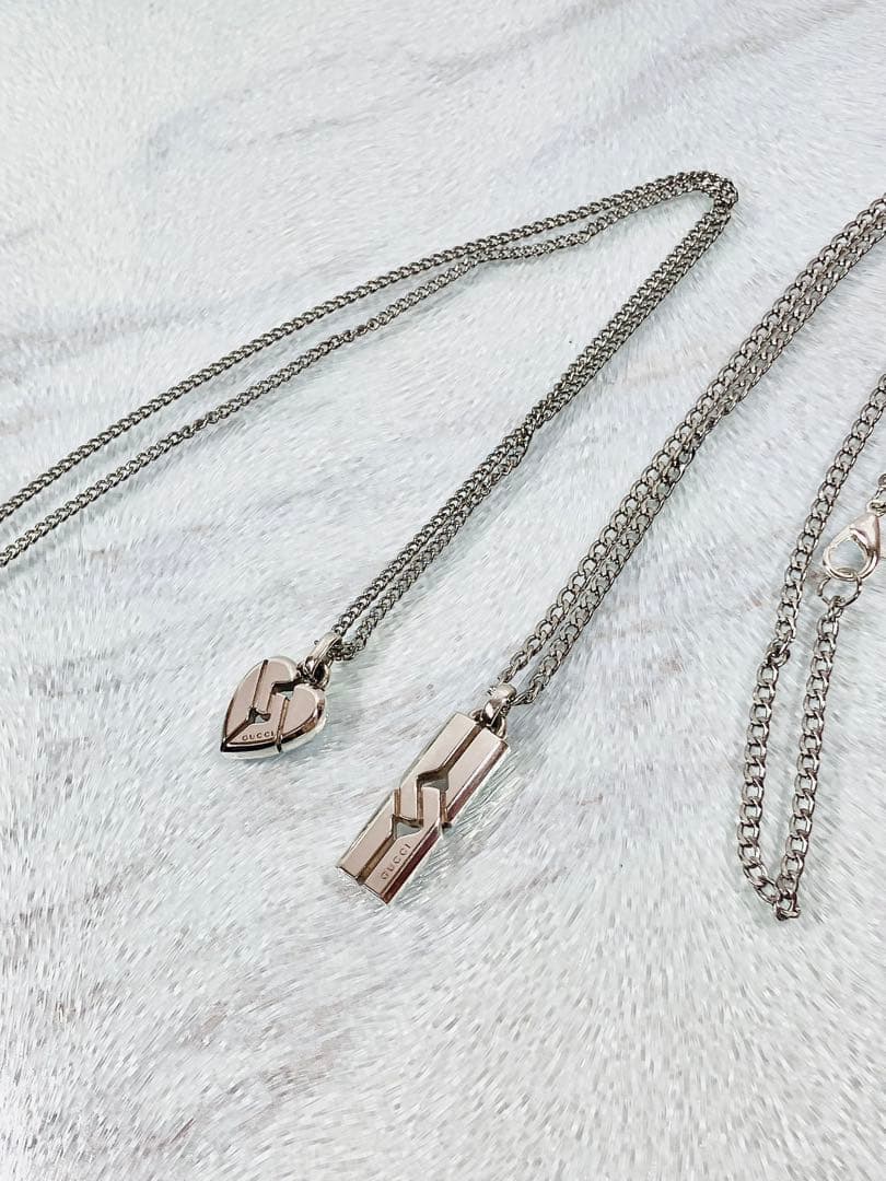 【超美品！ペアセット】GUCCI ネックレス トップ925＋社外チェーン