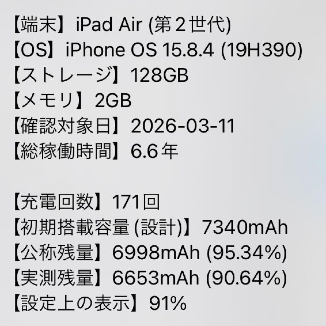 送無料F22 iPad Air 第2世代 スペースグレイ 128GB Wi-Fi