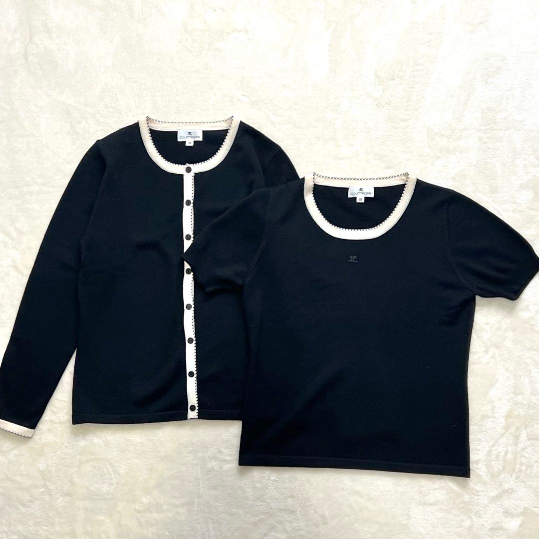 未使用級✨Courreges ポイントロゴ アンサンブル ニット ブラック