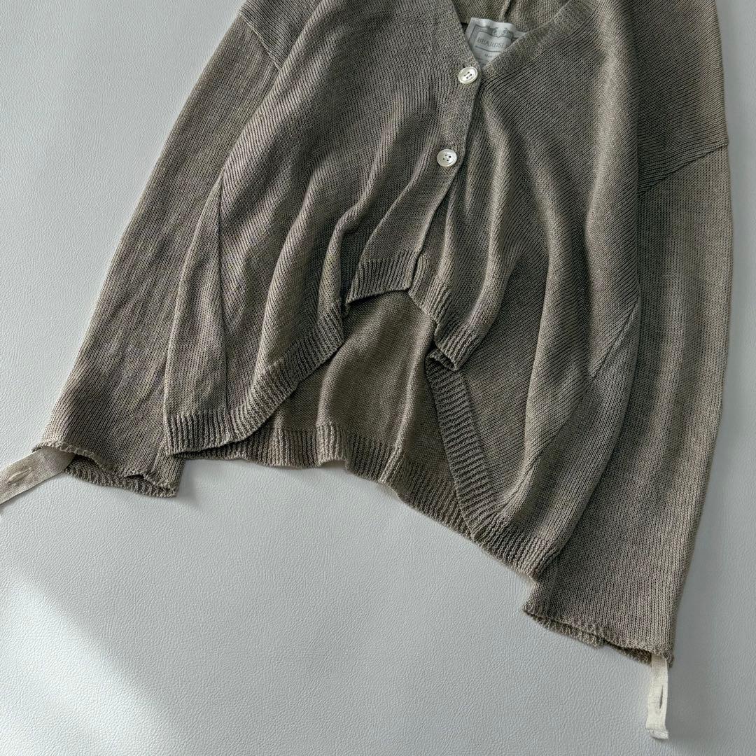 24SS✨ ビアズリー リネン100％ カーディガン 袖ボタン 麻 ロールアップ