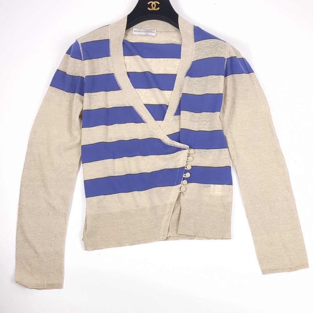 BRUNELLO CUCINELLI カシュクールデザイン リネンカーディガン