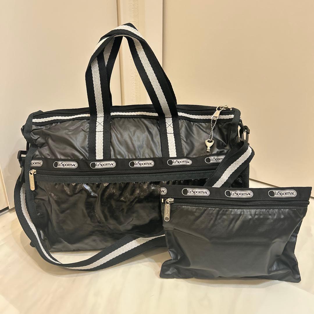 極美品　レスポートサック ボストン　ショルダーバッグ　ブラック　黒 ポーチ付き