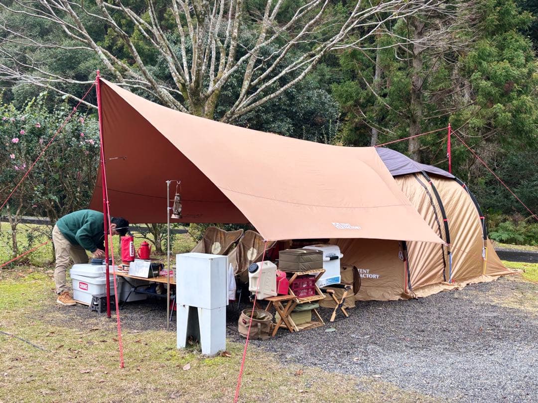 TENT FACTORY ２ルームテント:TCタープセット・ハイランダーゴミ箱