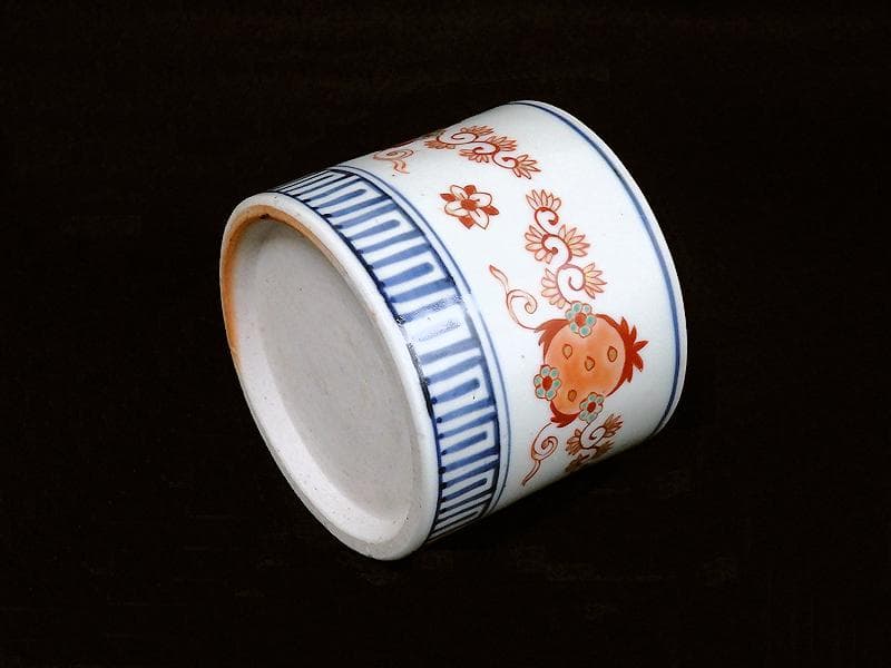 古伊万里　色絵　花に唐草の図　火入れ　D532-3AS-fbfe