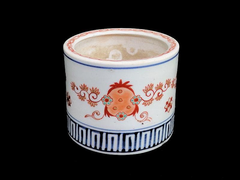 古伊万里　色絵　花に唐草の図　火入れ　D532-3AS-fbfe