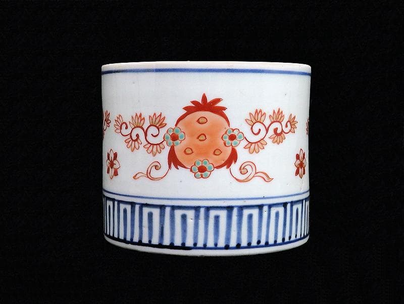 古伊万里　色絵　花に唐草の図　火入れ　D532-3AS-fbfe
