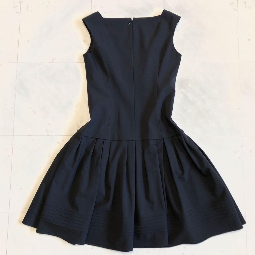 【極美品】 Rene basic ノースリーブ 切り替え ワンピース 38 黒