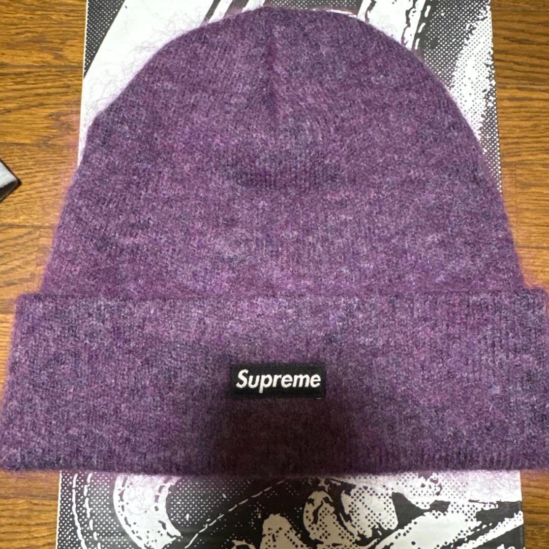 Supreme 紫 ニット帽 モヘアビーニー 即完 24AW