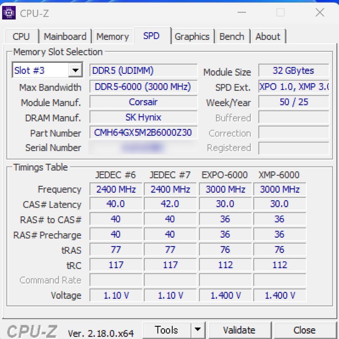 メモリー Corsair 64GB Vengeance RGB DDR5 6000