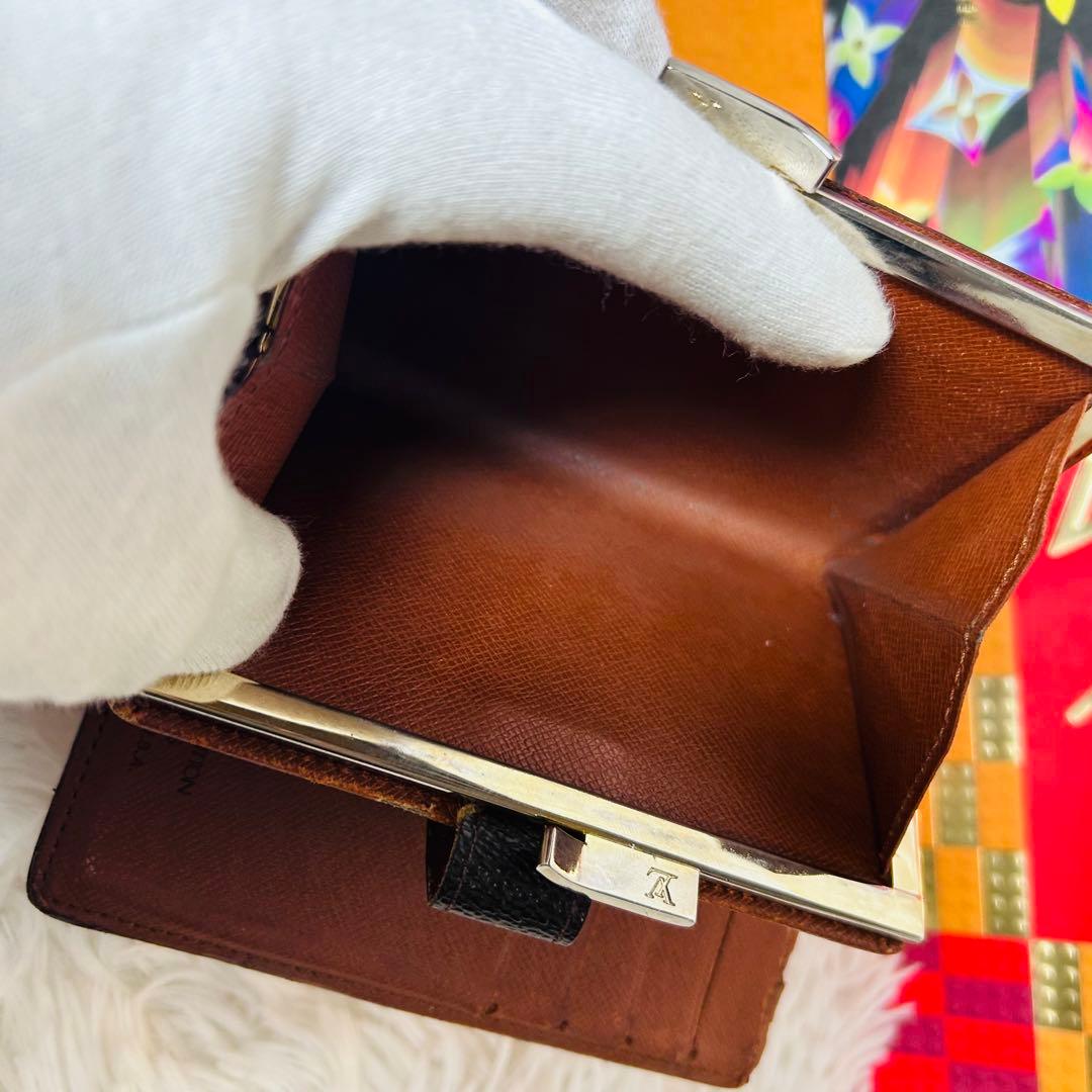 LOUIS VUITTON モノグラム 二つ折り財布 がま口 M61663 茶色