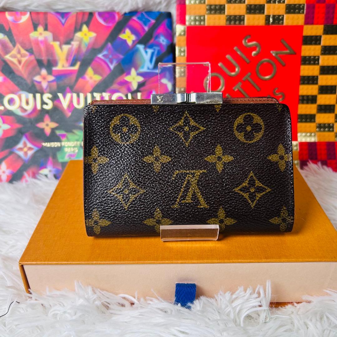 LOUIS VUITTON モノグラム 二つ折り財布 がま口 M61663 茶色