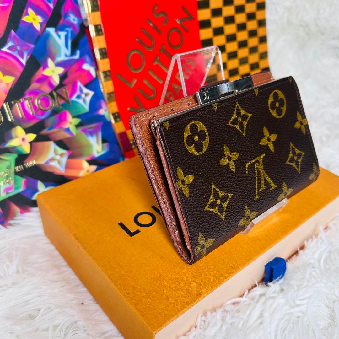 LOUIS VUITTON モノグラム 二つ折り財布 がま口 M61663 茶色
