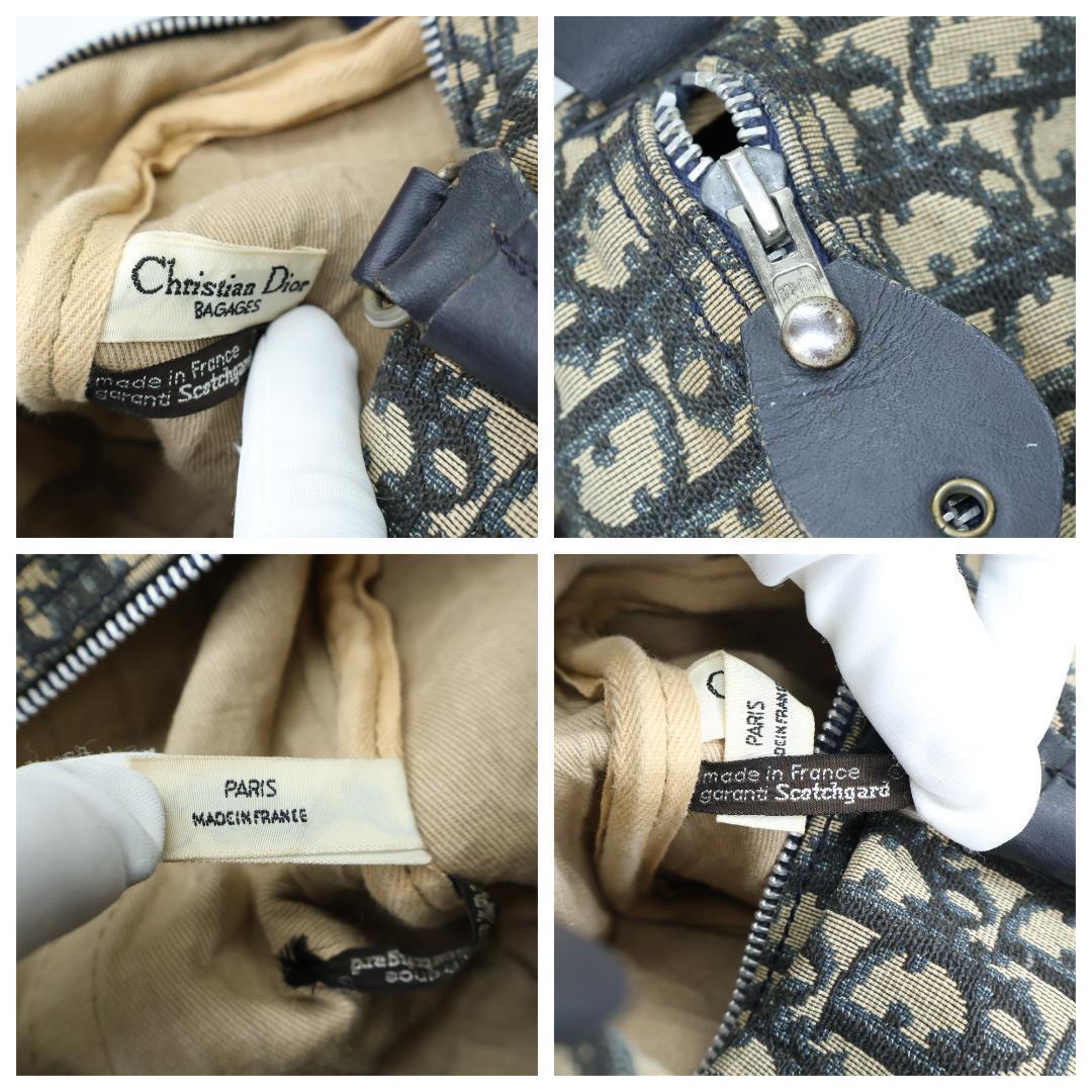 美品 Dior ディオール ミニボストン ハンドバッグ トロッター ネイビー