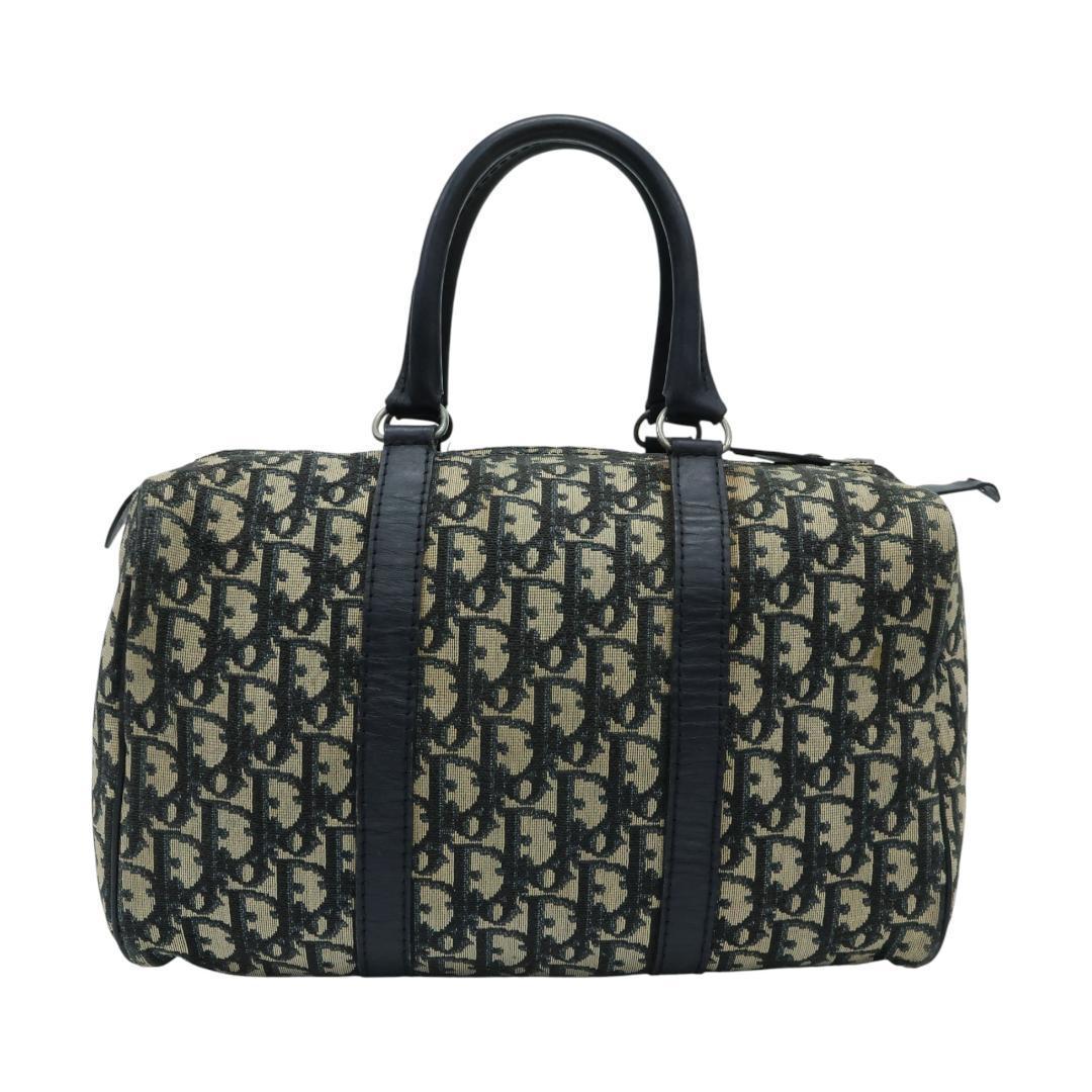 美品 Dior ディオール ミニボストン ハンドバッグ トロッター ネイビー