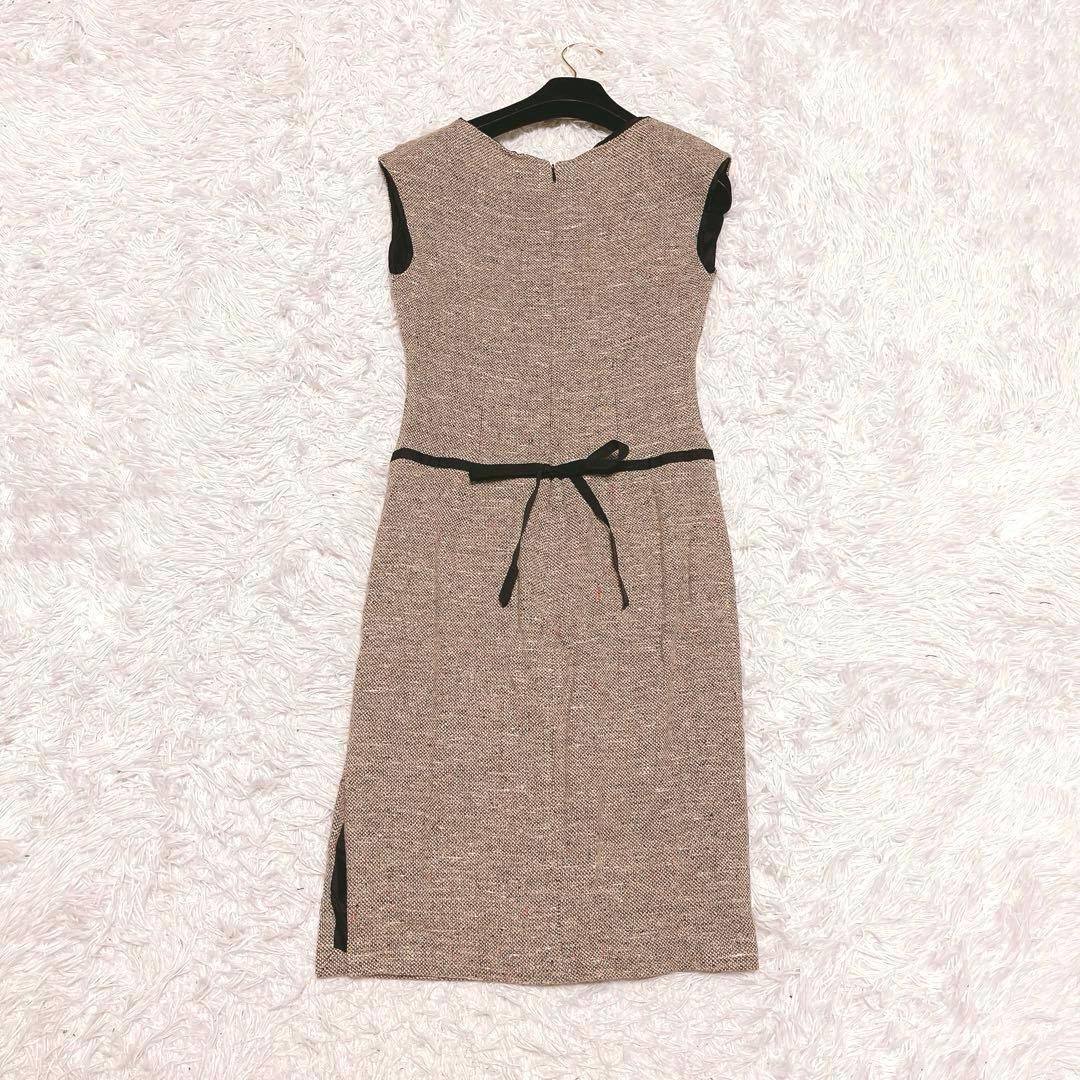 TOCCA トッカ ラメ ツイード ドレス ワンピース Iライン リボン 膝下