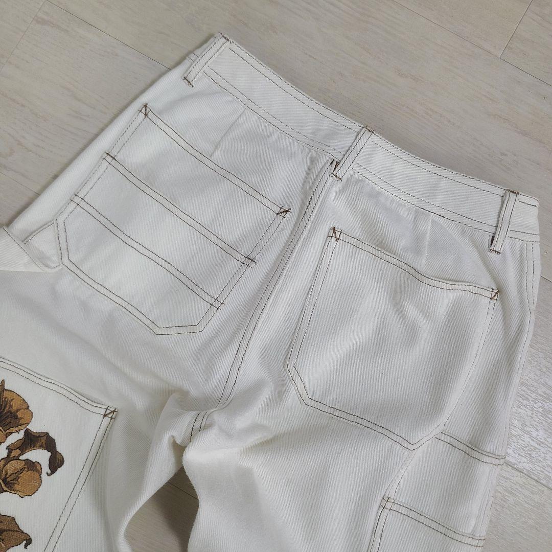 AMERI IMANE PAINTER PANTS 花柄 デニム パンツ M