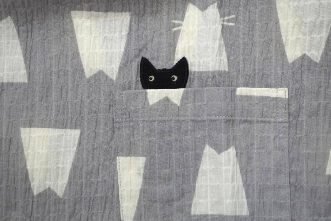 【新品】マタノアツコ/ワコール　春夏シャーリングパジャマ（M)　ひょっこり黒猫