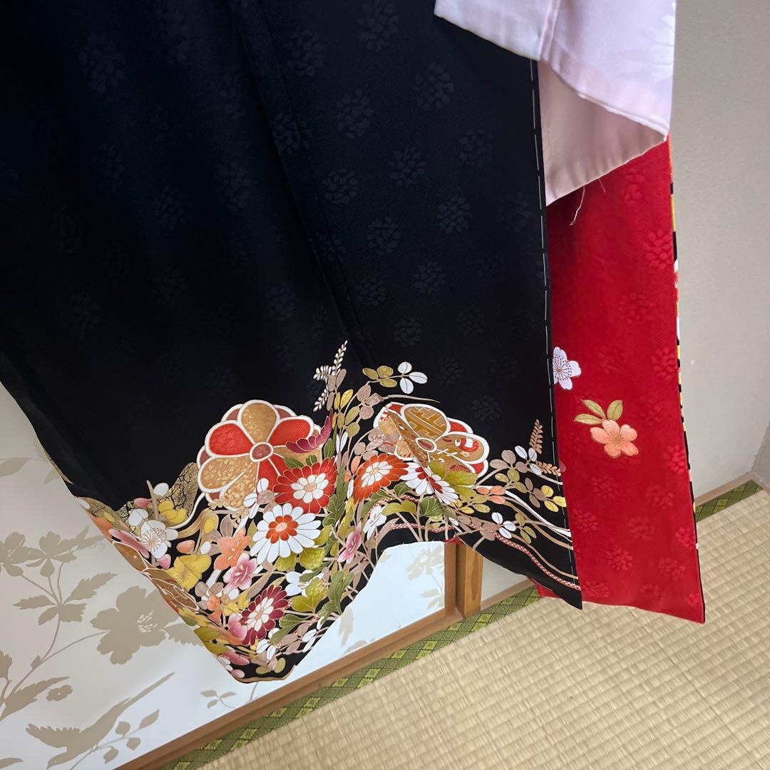 専用　極美品　正絹　振袖　袴　2点　卒業式　黒振袖　長襦袢おまけ