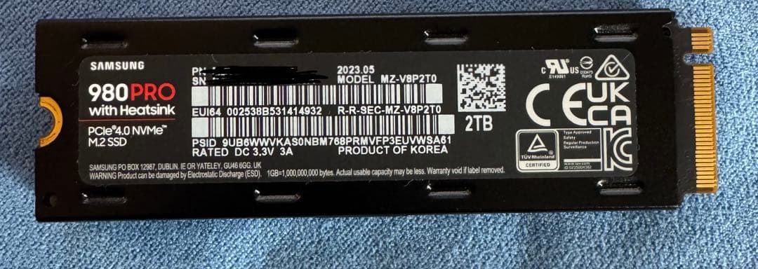 Samsung 980 PRO ヒートシンクモデル 2TB