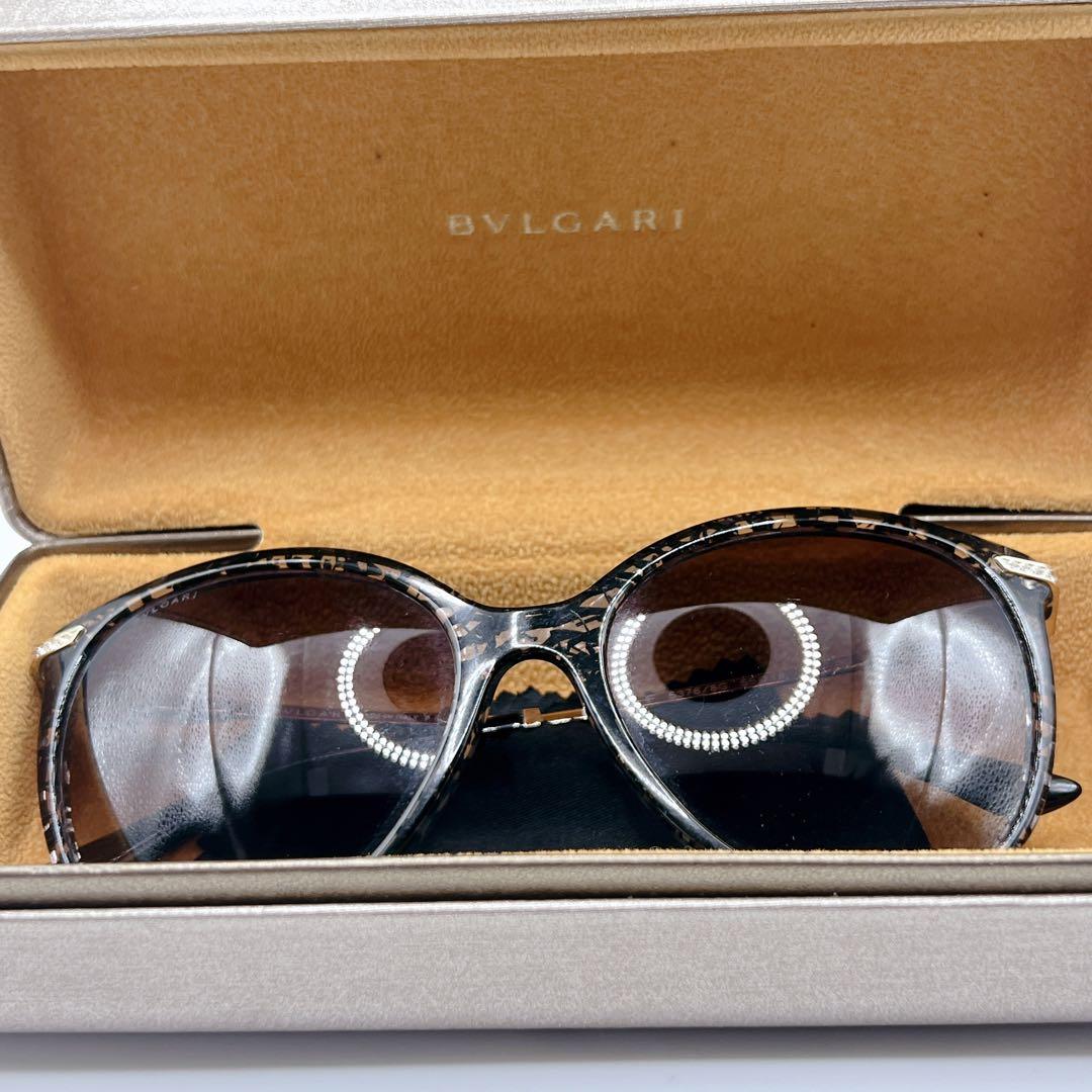 ✨レア✨　BVLGARI サングラス　スモークグラデーション　ゼブラ柄　ストーン
