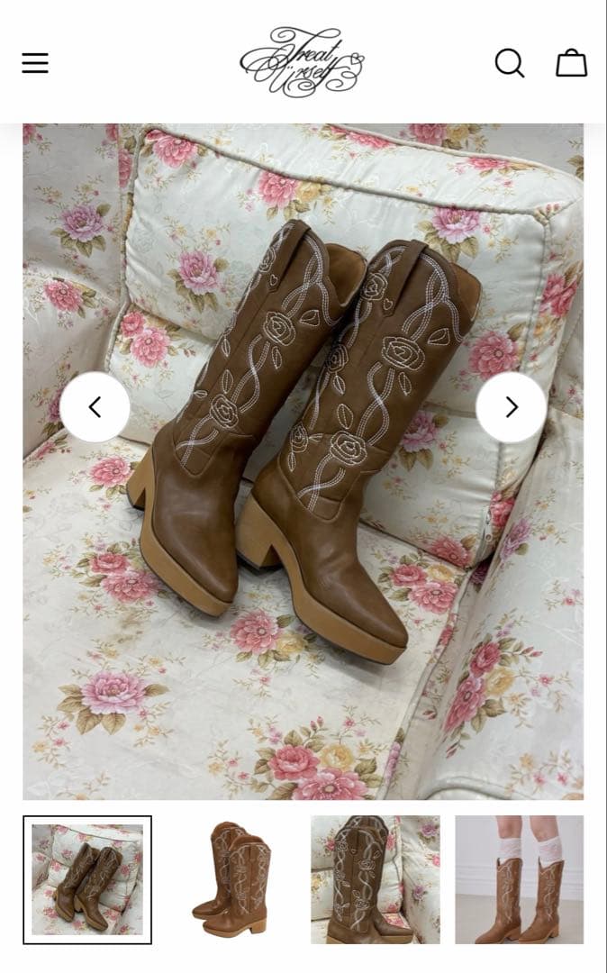 靴 Treaturself Rose embroiderywesternboots