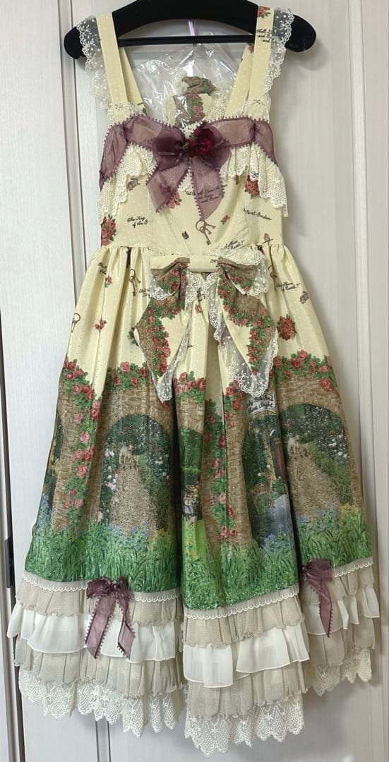 秘密の花園柄　ジャンパースカート　タイツ　セット