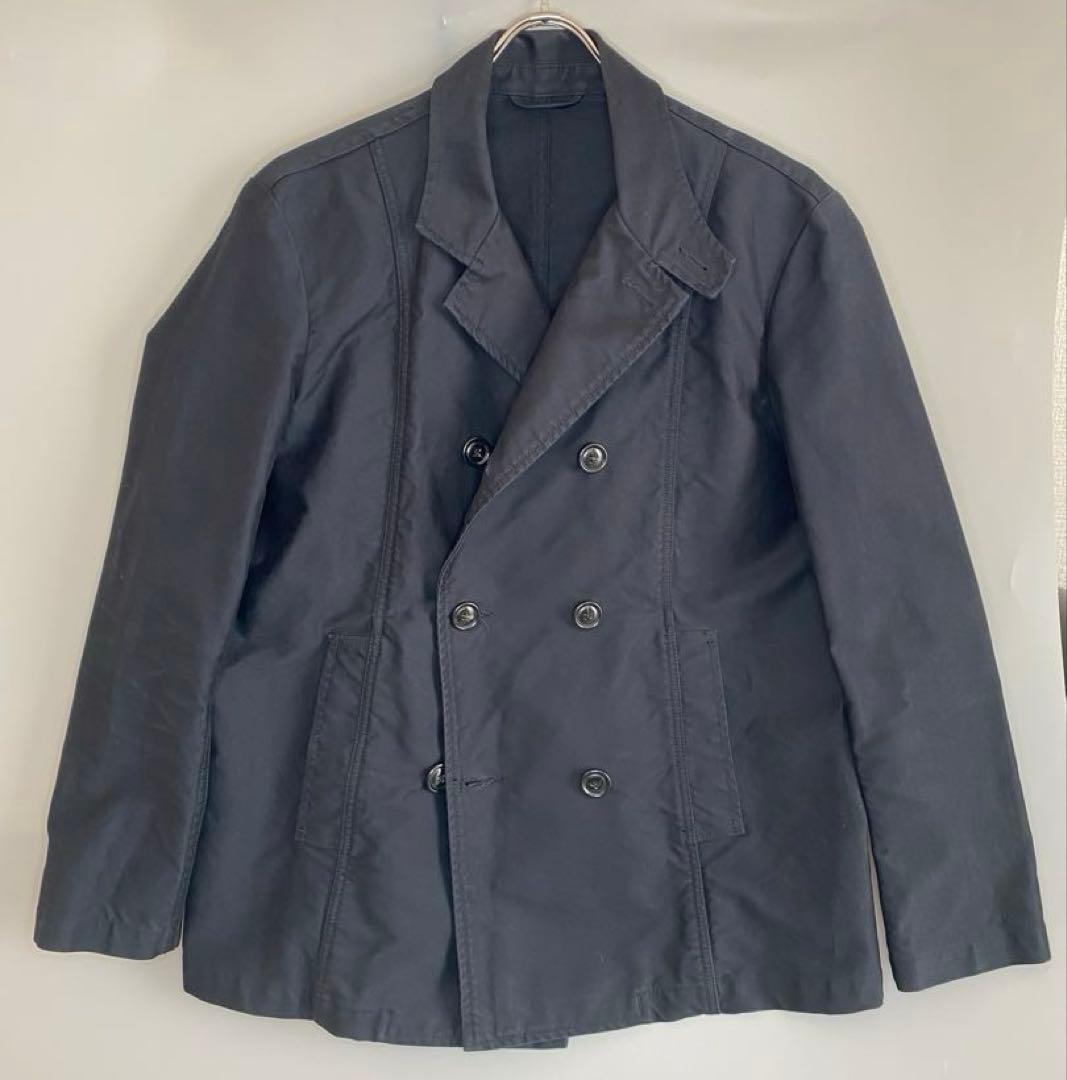 ブラックモールスキン ダブルブレスト コットンジャケットsize L