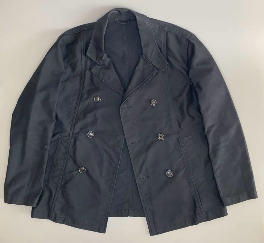 ブラックモールスキン ダブルブレスト コットンジャケットsize L
