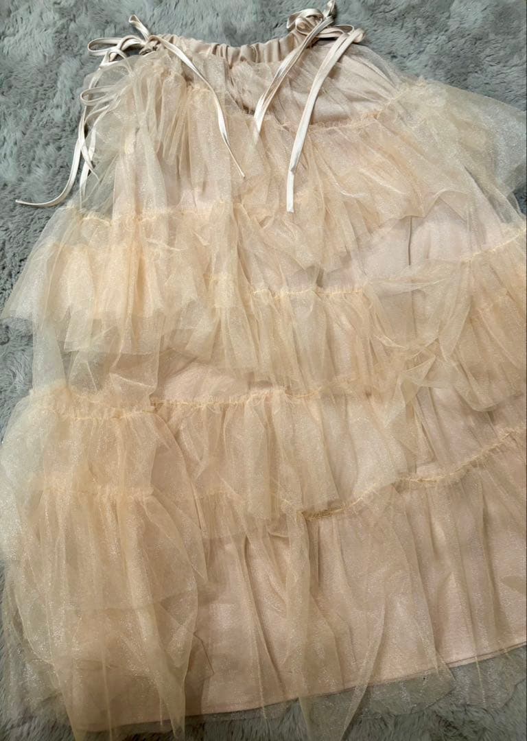 エムミーエメSide ribbon tulle long skirt