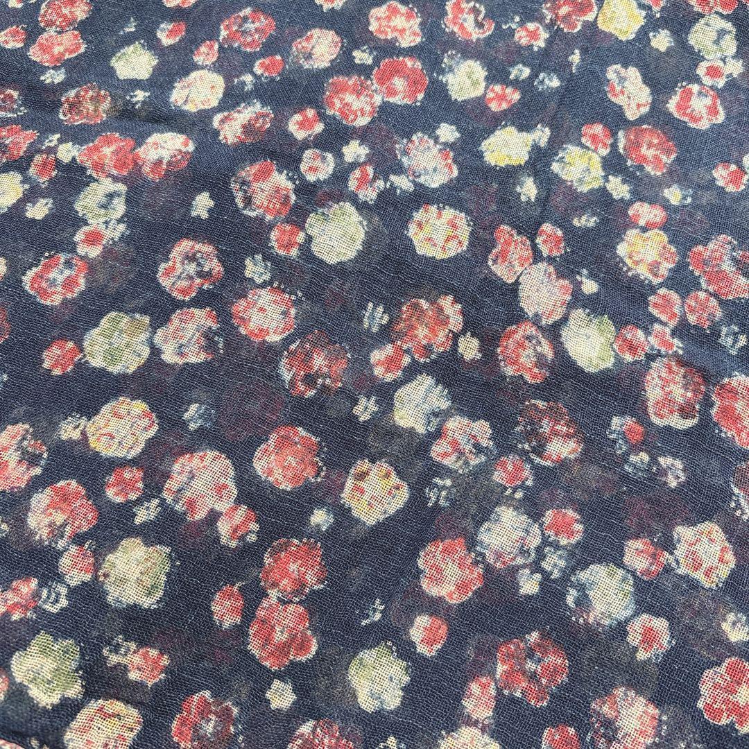 【美品】45rpm ガーゼ 小花柄 ストール インディゴ　コットン