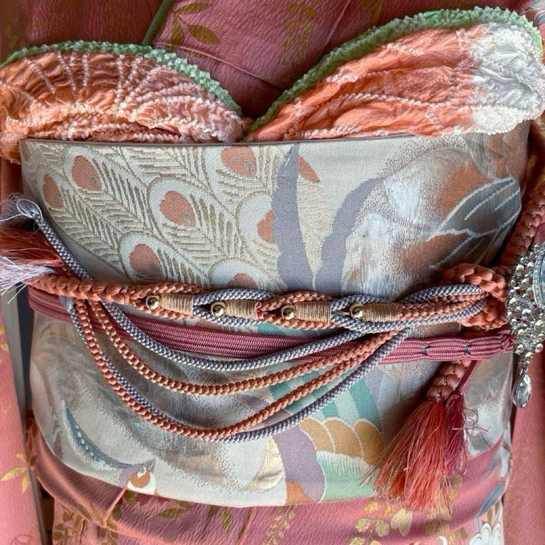 振袖フルセット　刺繍　暈し染め友禅　成人式振袖　振袖　裄丈68 ピンク