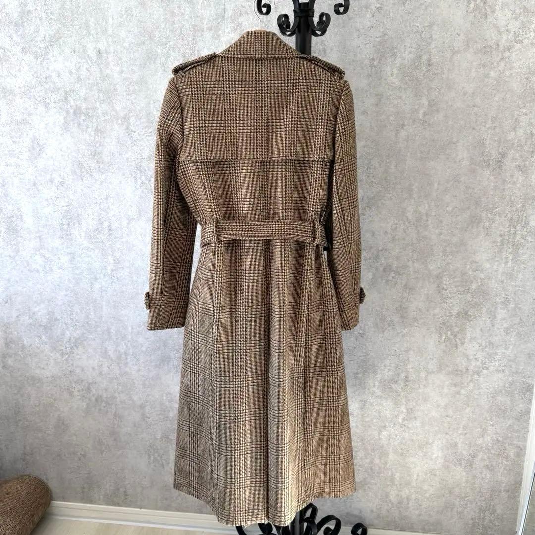 CELINE トレンチコート ウール100% チェック 36