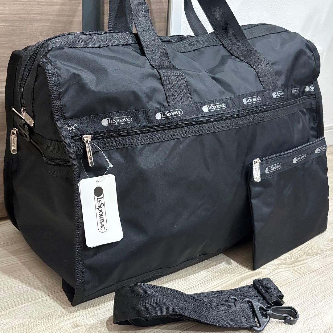 【新品 ・軽量・大容量】レスポートサック 黒 ボストンバッグ ショルダー付き