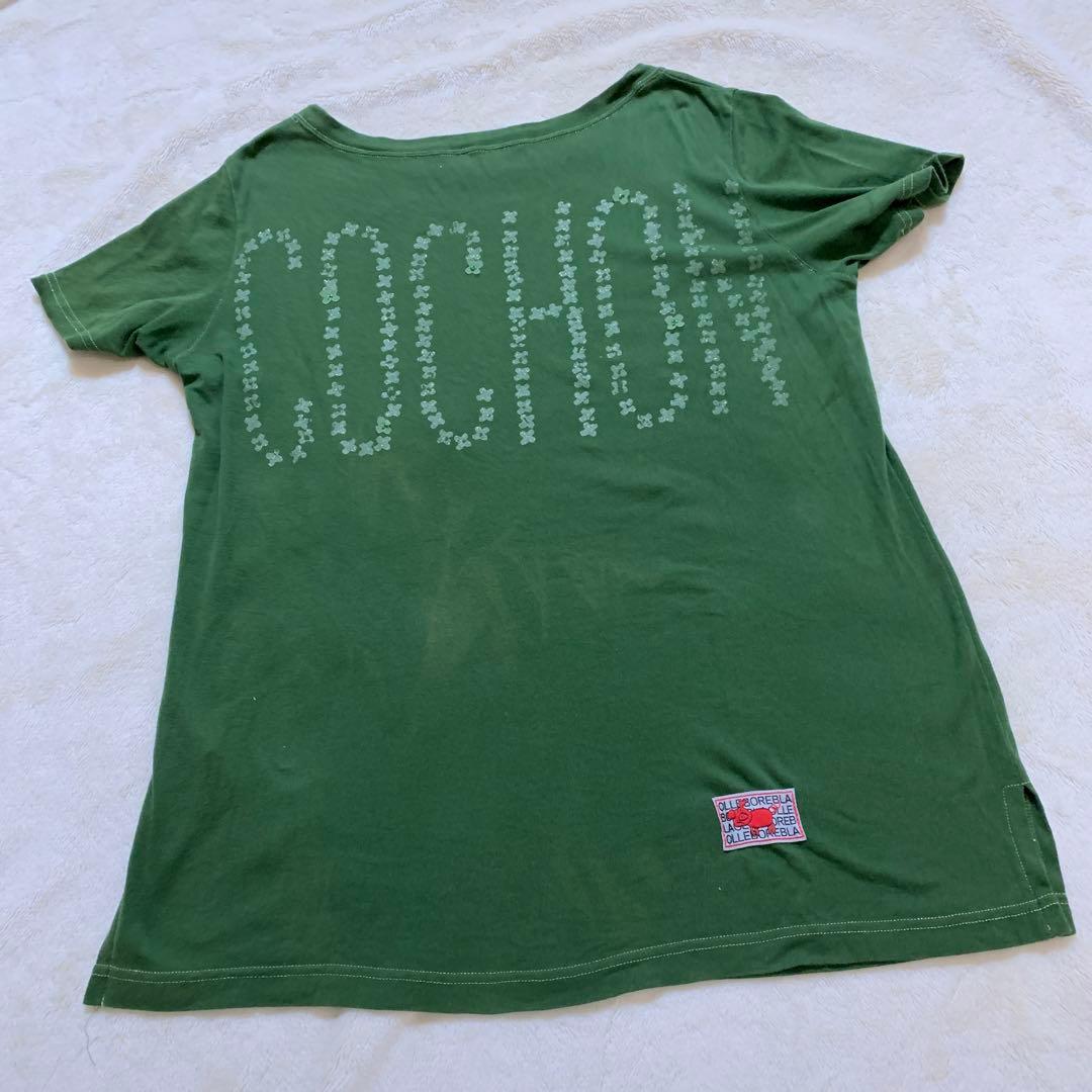 オリーブグリーン 半袖Tシャツ イラスト付き値下げ