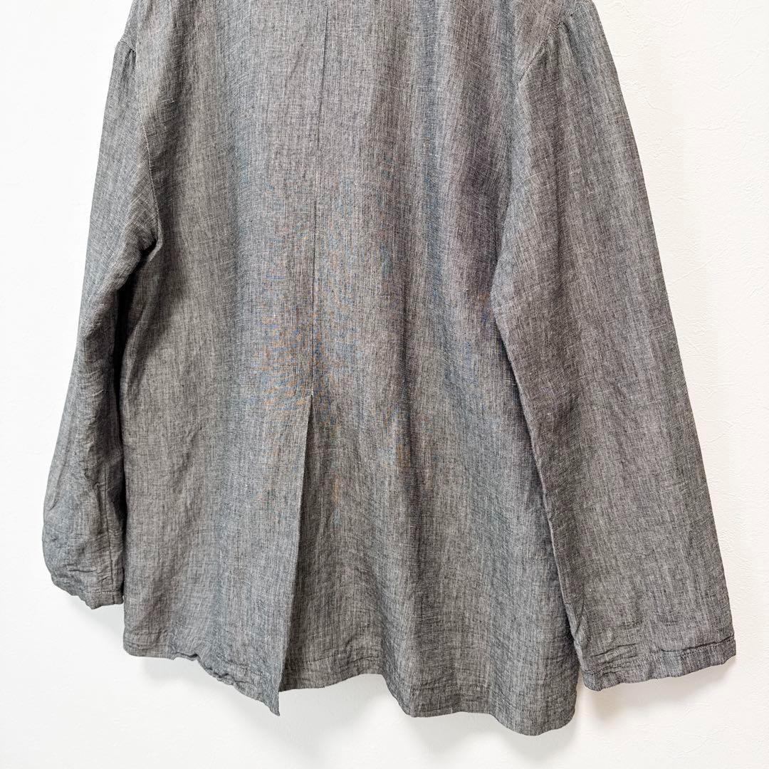美品 yuni リネン混セミダブルジャケット 黒