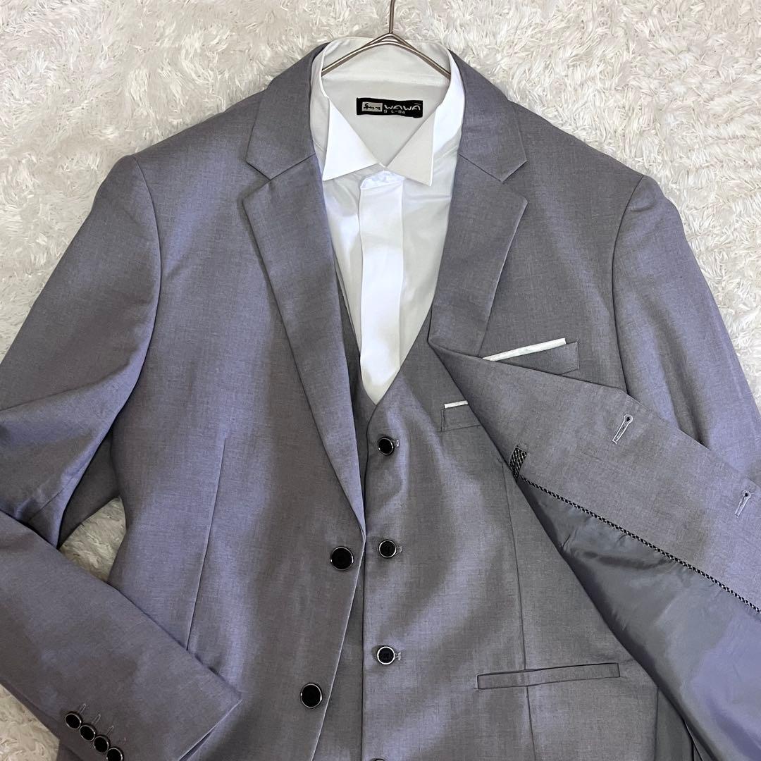 極美品 スリーピースセットアップスーツ ＋ドレスシャツ 4点セット 結婚式 式典