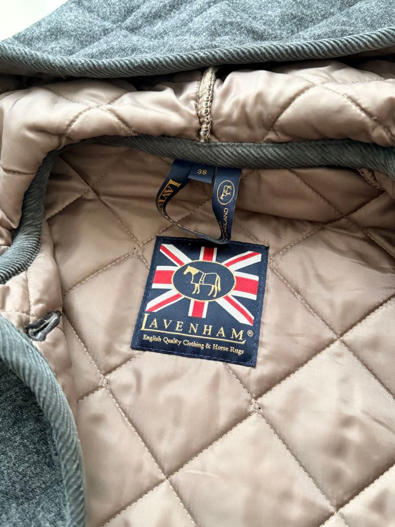 LAVENHAM 英国製 フード ウールキルティング コート グレー 38