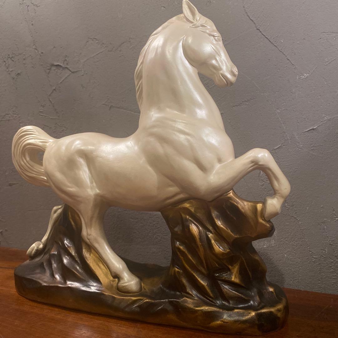 常滑焼 赤倉陶園 白馬置物 白パール 美品 オブジェ 箱付き 昭和レトロ