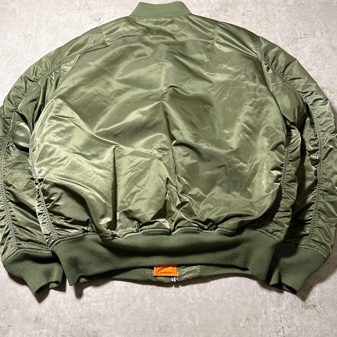 美品 アルファインダストリーズ MA-1 2XL グリーン リバーシブル