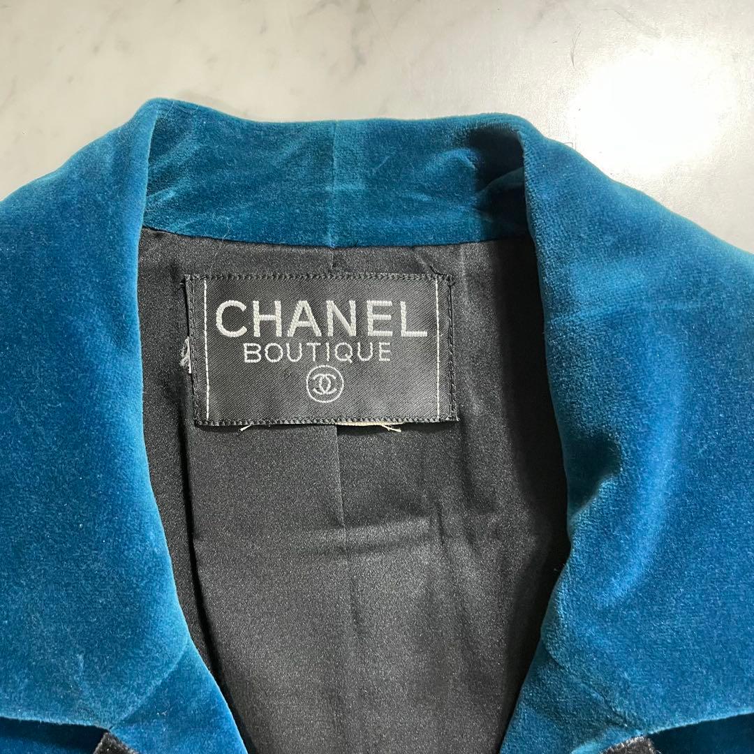 CHANEL シャネル ベルベットジャケット オープンカラー ココボタン