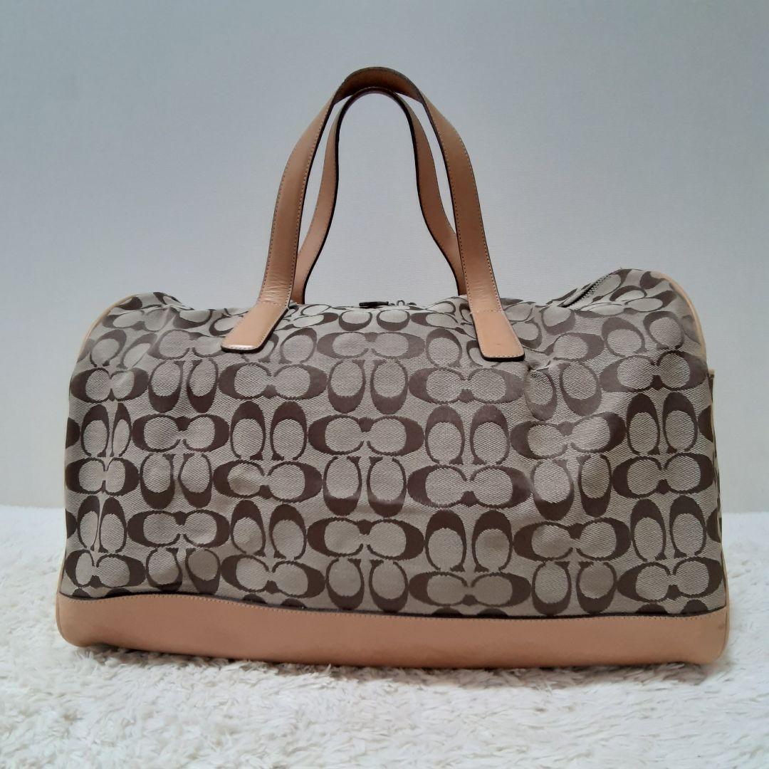 COACH　コーチ　4253 ボストンバッグ　シグネチャー　ベージュ　ヌメ革