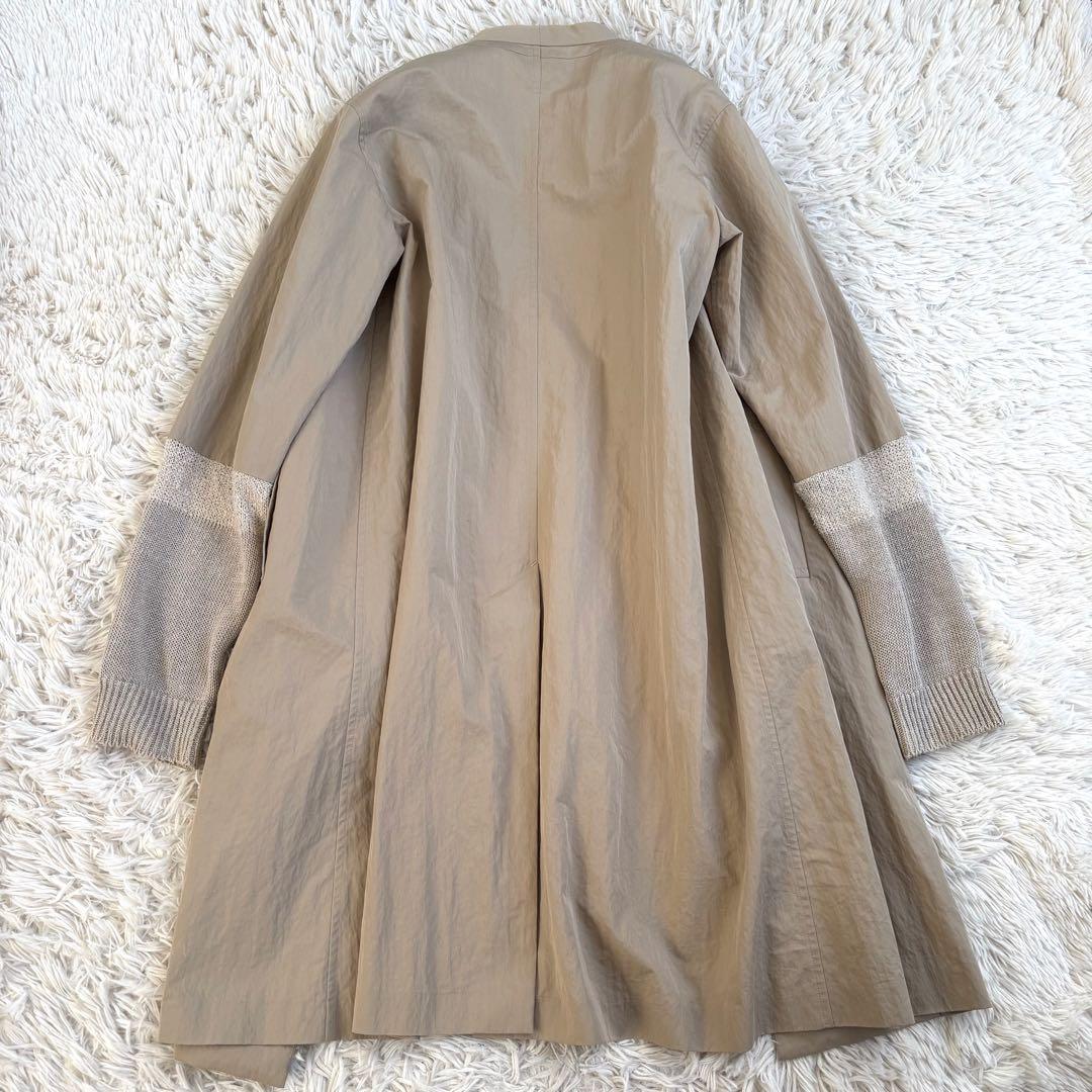 BEARDSLEY 袖口ニット トレンチコート ノーカラー ベージュ
